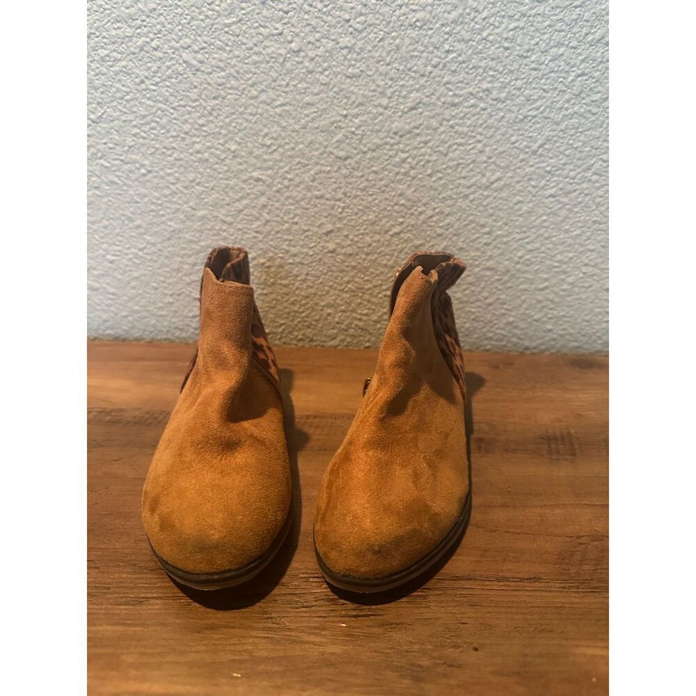 Cat & Jack Brown Ankle Girl Booties with Leopard Print Size 10 - Picture 7 of 9